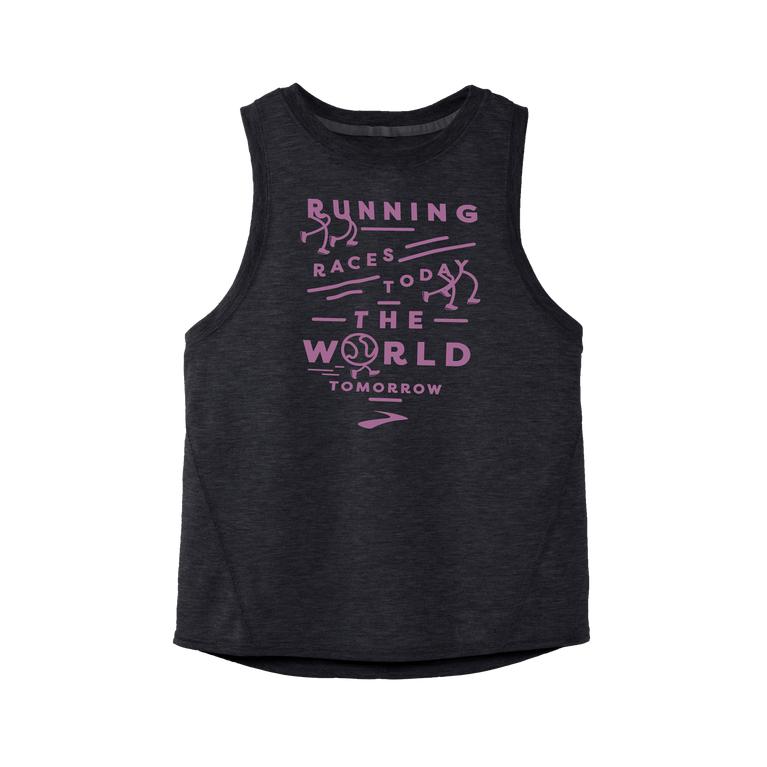 Brooks Distance Graphic Running Tank Top - Women's - Black/Star Jamberry/Run USA (78104-MNCW)